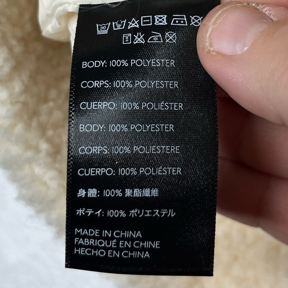 I Am Gia Beige The Pixie Sherpa Slouchy Teddy Jacket Cozy Trendy It Girl sz L - Picture 4 of 11